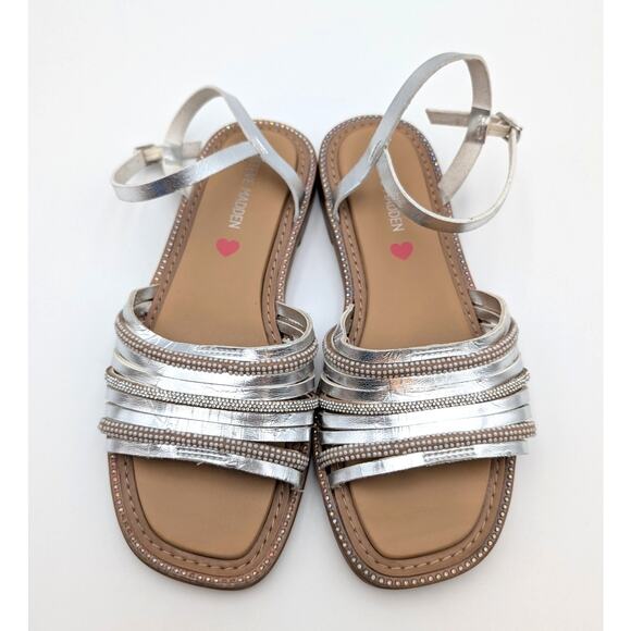 Steve Madden Playful Embellished Sandal Adjustable Girls Silver Size US3M EU34 - Picture 9 of 10
